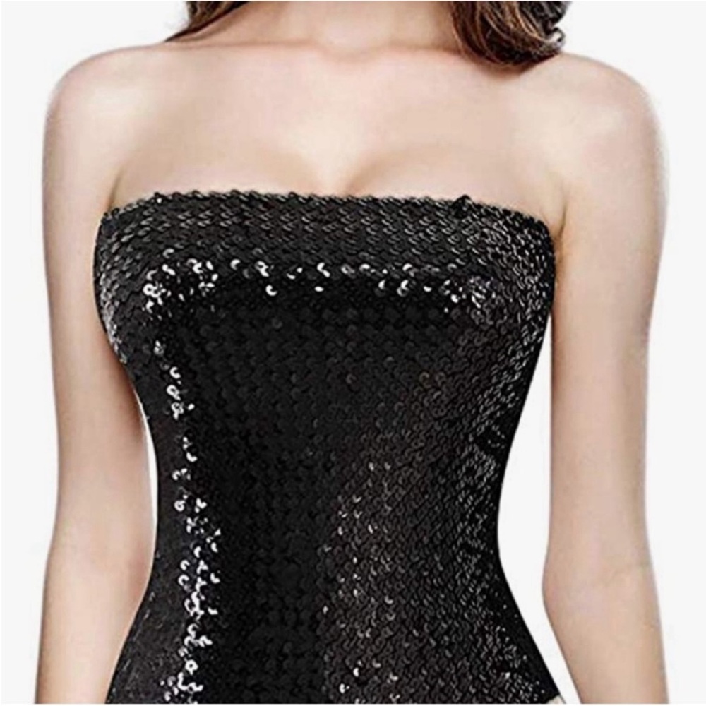 Forever 21 Black Sequin Tube Top Medium